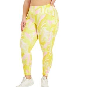 ID IDEOLOGY Compression Watercolor Whirl 7/8 Leggings, High-Rise Side-Pocket 2X